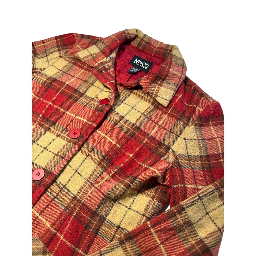NY & CO Plaid Wool Blend Button Jacket Size Small - Picture 2 of 6